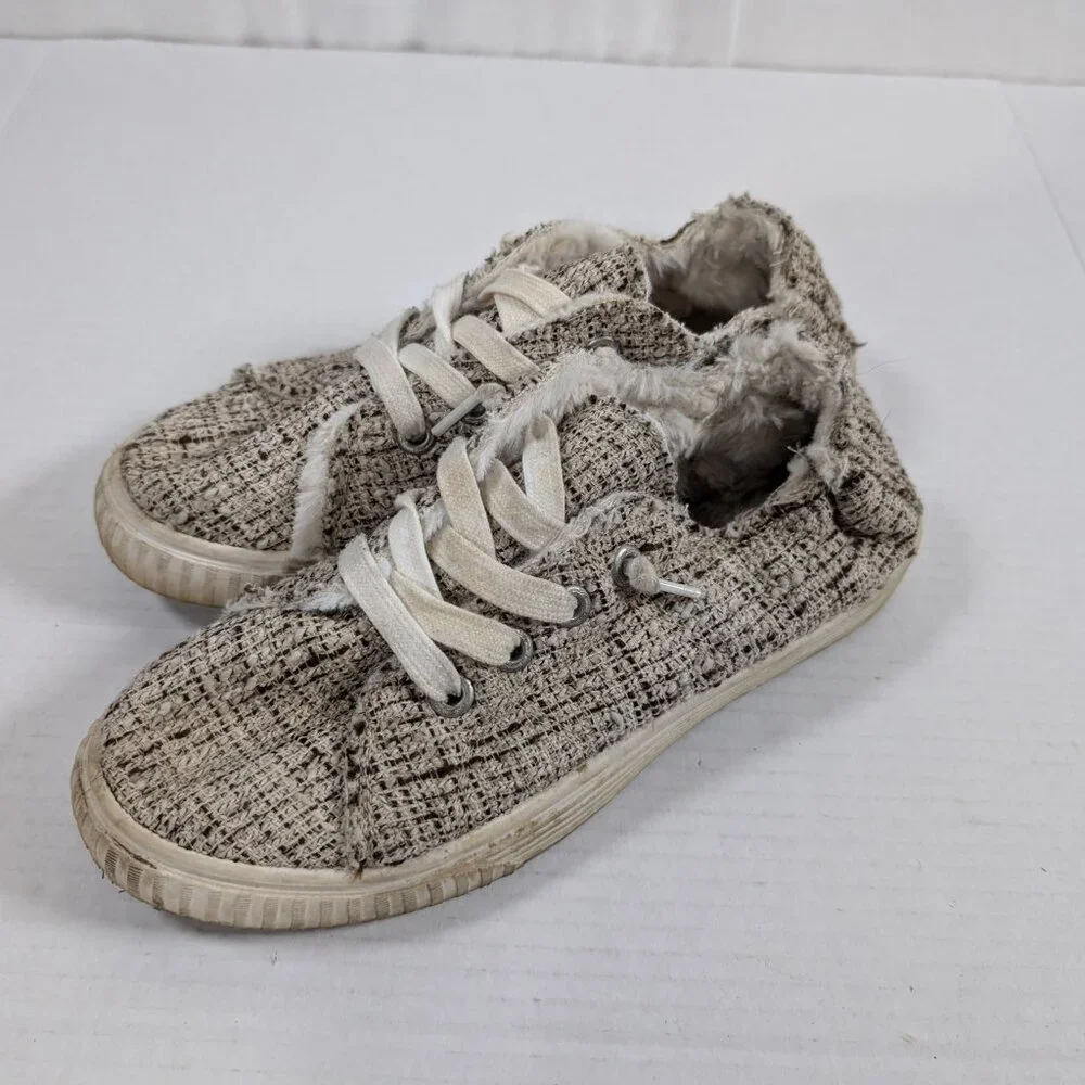 Tommy Bahama Slip on Sneakers Faux Fur lined Tweed size 8